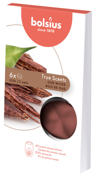 Bolsius wax melts pack true scents oud wood 25 uur (8x 6 stuks)