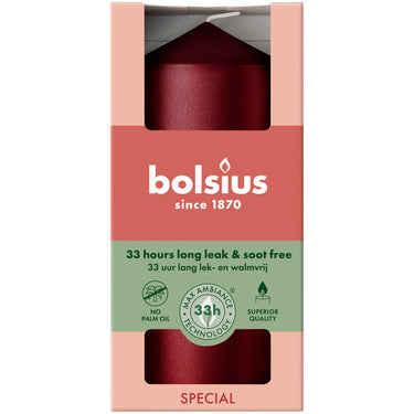Bolsius stompkaars metallic red ø58x120 mm 33 uur (6 stuks)