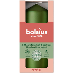 Bolsius stompkaars metallic green ø58x120 mm 33 uur (6 stuks)