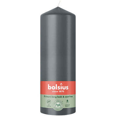 Bolsius stompkaars stormy grey ø68x200 mm 75 uur (6 stuks)