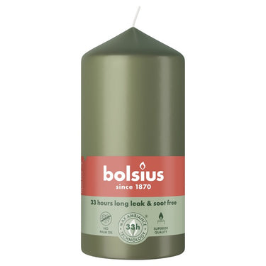 Bolsius stompkaars fresh olive ø58x120 mm 33 uur (6 stuks)