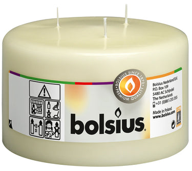 Bolsius mammoetkaars 3 lonten ivoor ø150x100 mm 50 uur (6 stuks)