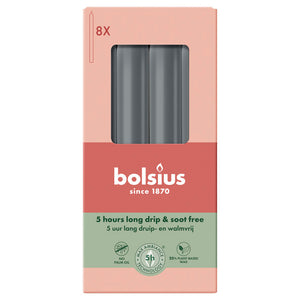 Bolsius dinerkaarsen stormy grey ø20x170 mm 5 uur (4x 8 stuks)