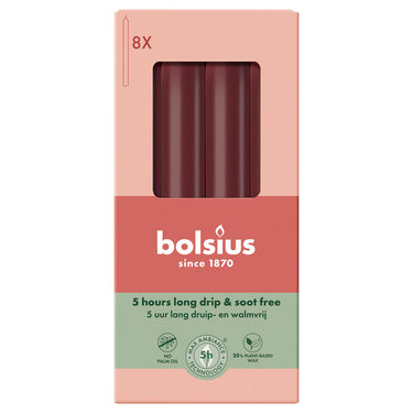 Bolsius dinerkaarsen velvet red ø20x170 mm 5 uur (4x 8 stuks)