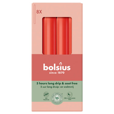 Bolsius dinerkaarsen delicate red ø20x170 mm 5 uur (4x 8 stuks)
