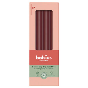 Bolsius dinerkaarsen velvet red ø20x230 mm 8 uur (4x 8 stuks)