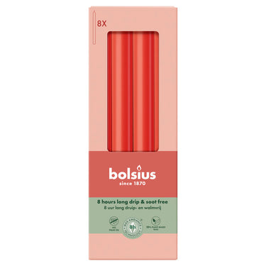 Bolsius dinerkaarsen delicate red ø20x230 mm 8 uur (4x 8 stuks)