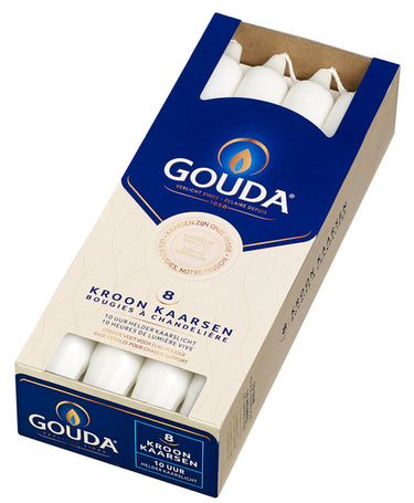 Bolsius kroonkaarsen satin white ø24x240 mm 10 uur (6x 8 stuks)