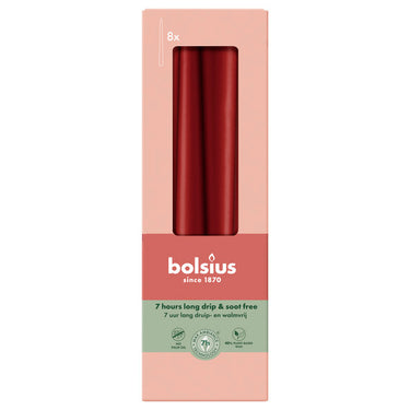 Bolsius gotische kaarsen velvet red ø24x245 mm 7 uur (8x 4 stuks)
