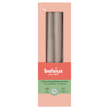 Bolsius gotische kaarsen light taupe ø24x245 mm 7 uur (8x 4 stuks)