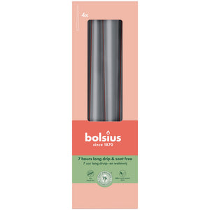Bolsius gotische kaarsen stormy grey ø24x245 mm 7 uur (8x 4 stuks)