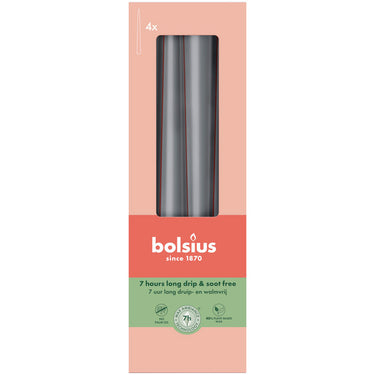 Bolsius gotische kaarsen stormy grey ø24x245 mm 7 uur (8x 4 stuks)