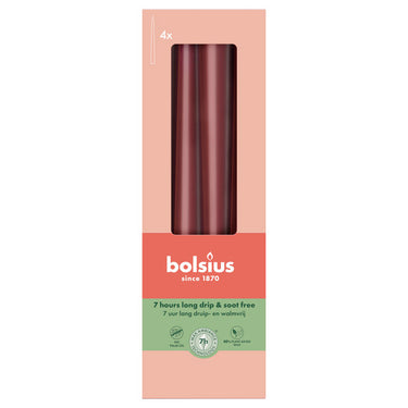 Bolsius gotische kaarsen velvet red ø24x245 mm 7 uur (8x 4 stuks)