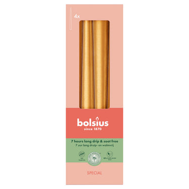 Bolsius gotische kaarsen metallic golden orange ø24x245 mm 7 uur (8x 4 stuks)