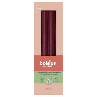 Bolsius gotische kaarsen metallic red ø24x245 mm 7 uur (8x 4 stuks)
