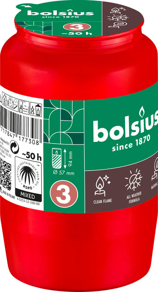 Bolsius compolight nr 3 rood ø57x95 mm 50 uur (20 stuks)