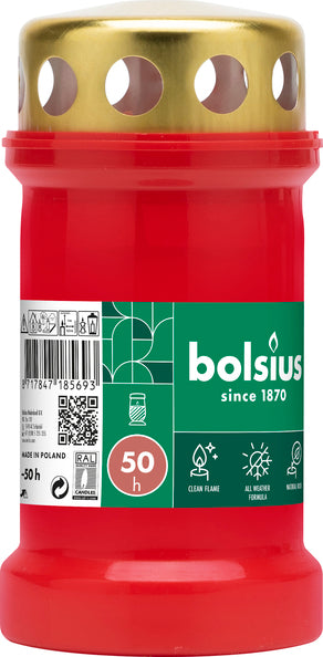 Bolsius graflicht nr 3 met deksel rood ø67x133 mm 50 uur (24 stuks)
