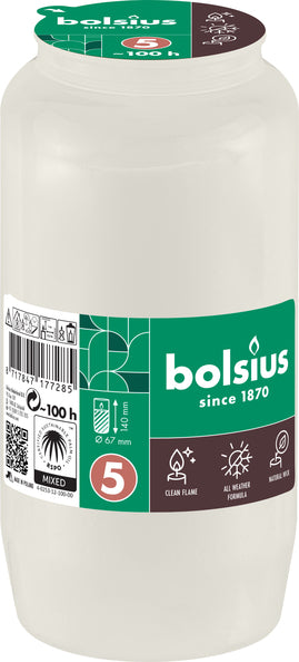 Bolsius compolight graflichten nr 5 wit ø67x141 mm 100 uur (24 stuks)