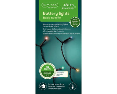 Lumineo durawise basic 48 led lights op batterij met flits functie en timer 350cm multikleur