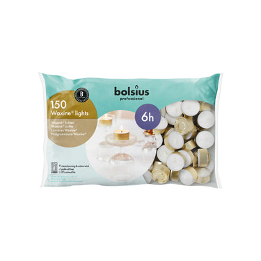 Bolsius professional waxine lichten wit 6 branduren (150 stuks)