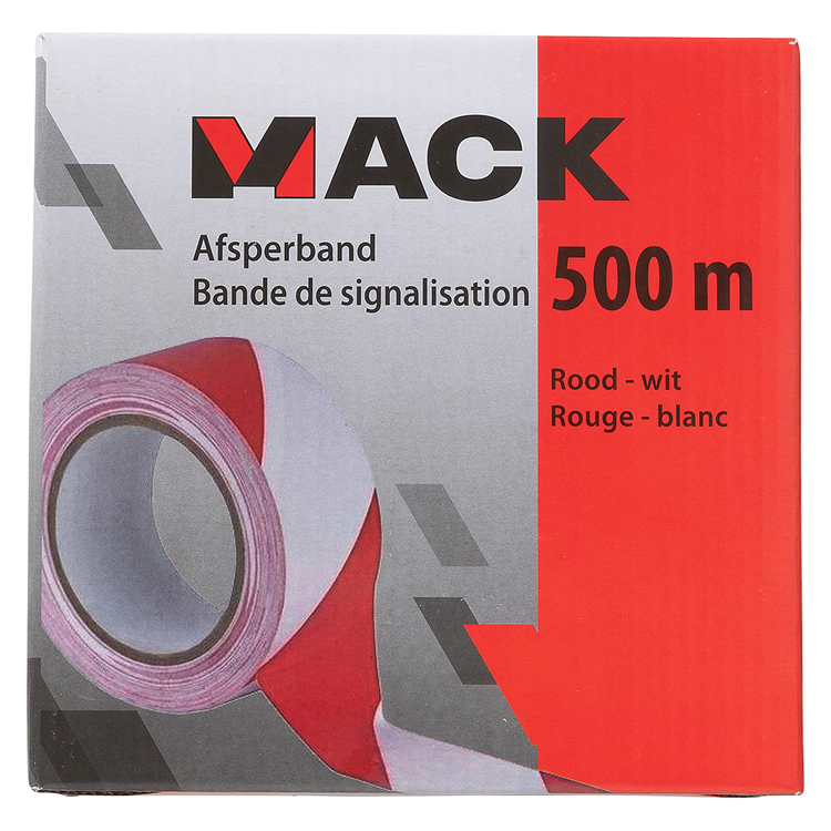 Load image into Gallery viewer, Mack 1072134 - afsperband rood wit doos 75mm x 500m - 35 micron | 3 stuks
