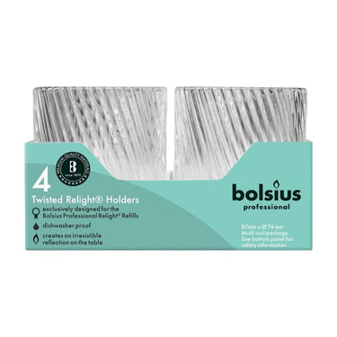 Bolsius professional relight houder transparant twist ø74x87 mm (4 stuks)