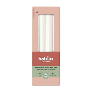 Bolsius dinerkaars rustiek 270 23 wolkenwit (8x 8 stuks)
