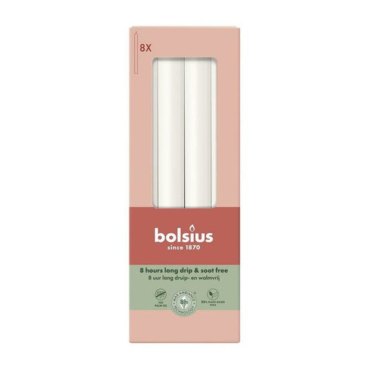 Bolsius dinerkaars rustiek 270 23 wolkenwit (8x 8 stuks)