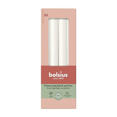 Bolsius dinerkaars rustiek 270 23 wolkenwit (8x 8 stuks)