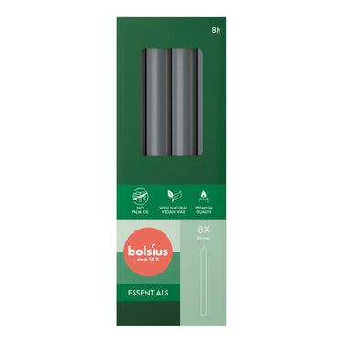 Bolsius dinerkaars rustiek 270 23 stormgrijs (8x 8 stuks)