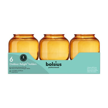 Bolsius relight houder sphere amber ø92x105 mm (6 stuks)