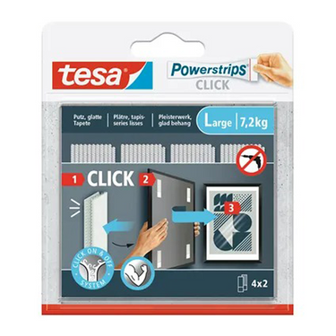 Tesa powerstrips click klittenband strips large, wit