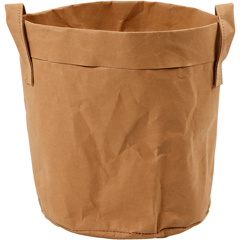Afbeelding laden in galerijviewer, Https: www.cchobby.nl faux-leather-opslagzak-h-20-cm-d-19-5-cm-350-gr-lichtbruin-1-stuk
