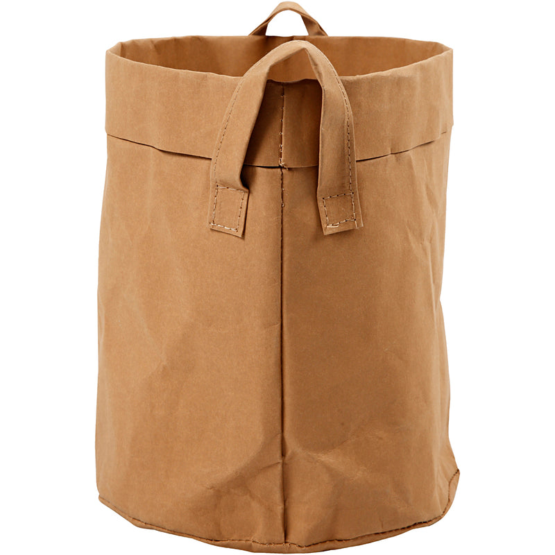 Afbeelding laden in galerijviewer, Https: www.cchobby.nl faux-leather-opslagzak-h-20-cm-d-19-5-cm-350-gr-lichtbruin-1-stuk
