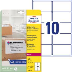 Adresetiketten avery wit 250 stuks weerbestendig
