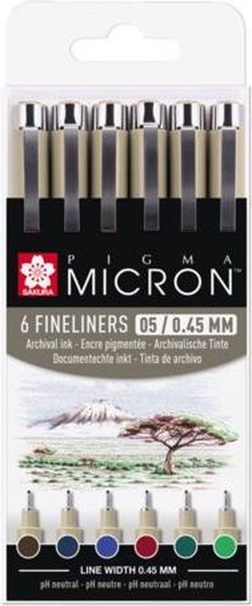 Load image into Gallery viewer, Sakura pigma micron 05 etui met 6 aardekleuren
