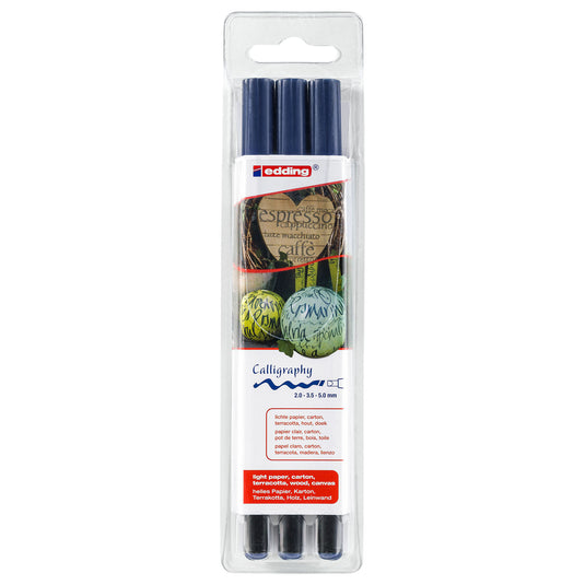 Edding 1255 • calligraphy pen assorti 3pcs staalblauw