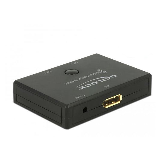 Delock displayport 2 - 1 switch bidirectional 4k 60 hz displayport switch (zwart)