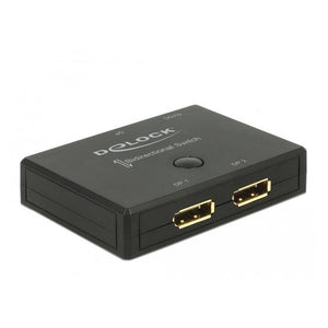 Delock displayport 2 - 1 switch bidirectional 4k 60 hz displayport switch (zwart)