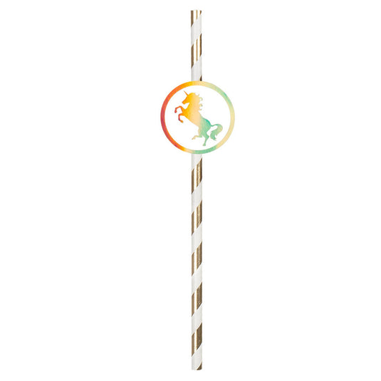 Boland papieren rietjes eenhoorn set a 6 stuks 20cm