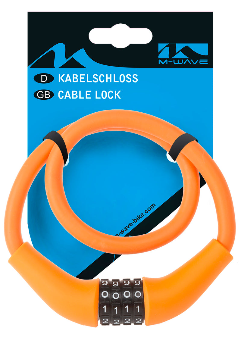 Load image into Gallery viewer, M-wave kabelcijferslot silicon 900 x 12mm - oranje
