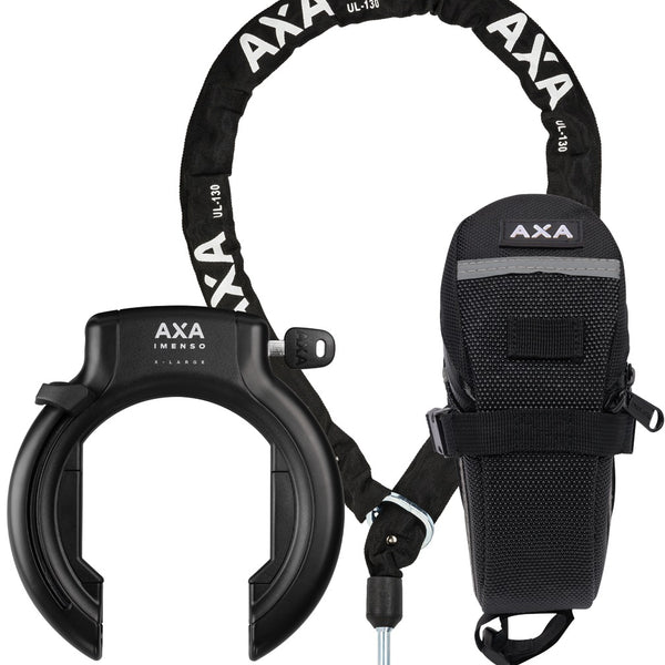 Set Ringslot Axa Imenso XL +insteekketting Axa ULC 130 + zadeltas - zwart