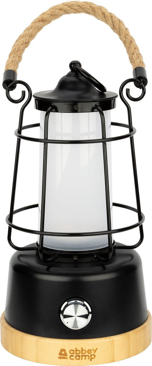 Abbey camp retro oplaadbare led lantaarn - malmö-235 - zwart