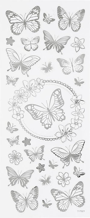 Creativ company creotime stickers vlinder zilver 10 x 24 cm 28-delig