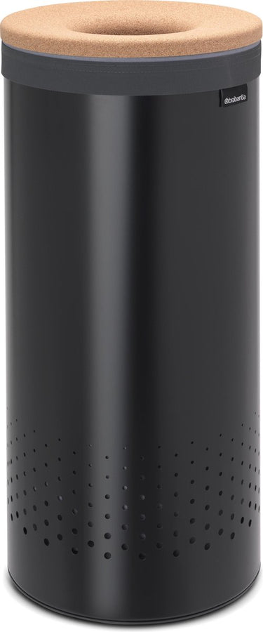 Brabantia wasmand - met deksel - 35 l - matt black kurken deksel