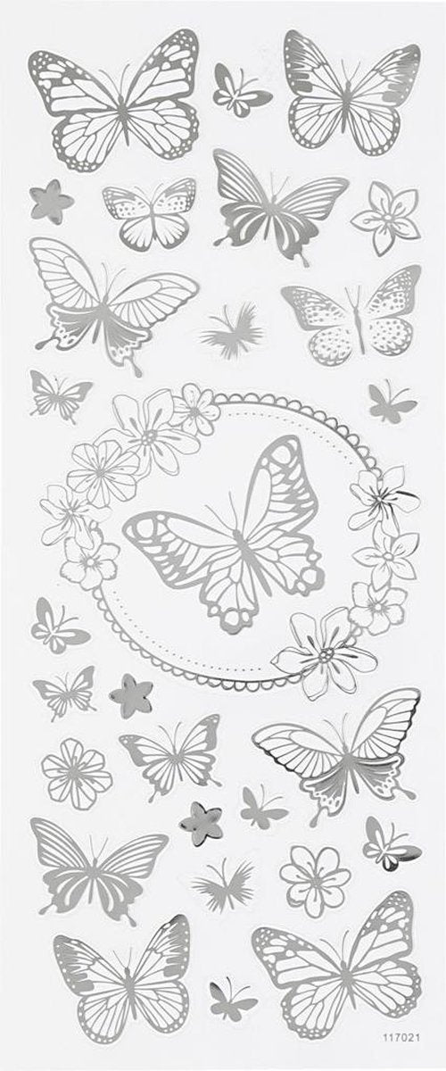 Creativ company creotime stickers vlinder zilver 10 x 24 cm 28-delig