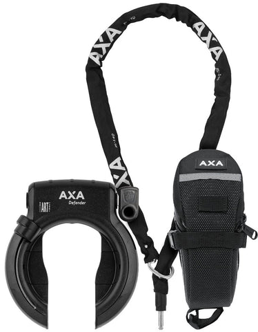 Frame lock axa defender black + saddle bag + chain rlc140