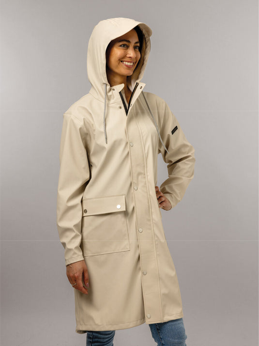 Mirage regenjas rainfall trenchcoat - maat s - gemaakt van polyester soft touch - off white