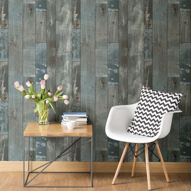Dutch wallcoverings behang steigerhout grijs-blauw