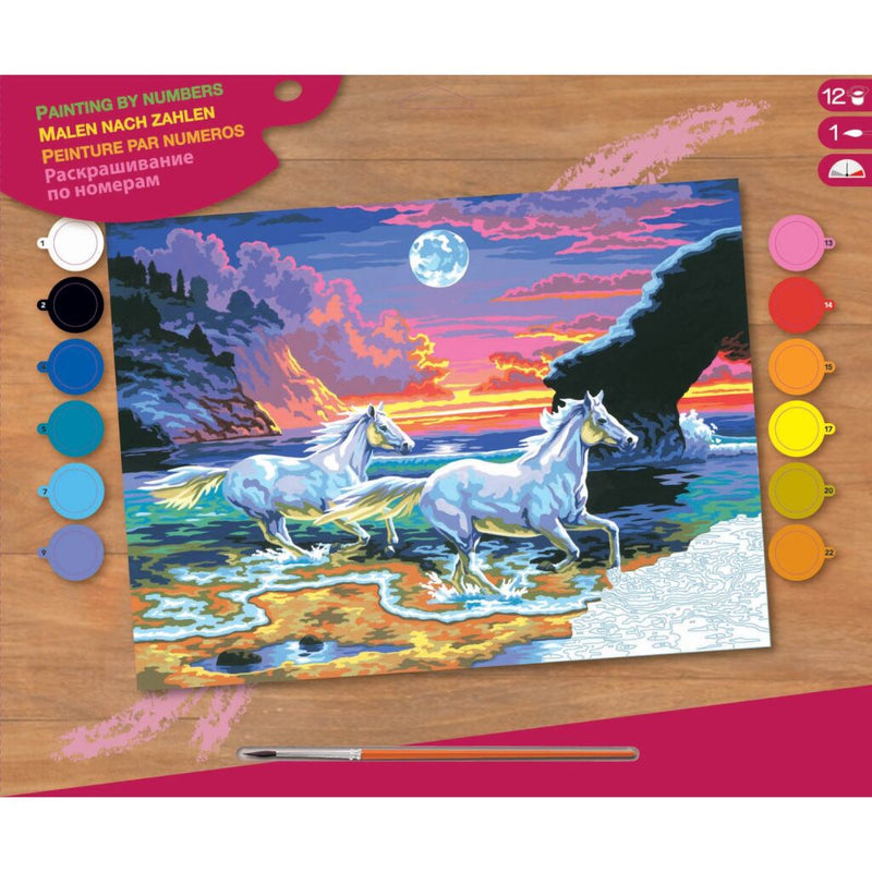 Load image into Gallery viewer, Basic Schilderen op Nummer Paarden op het Strand
